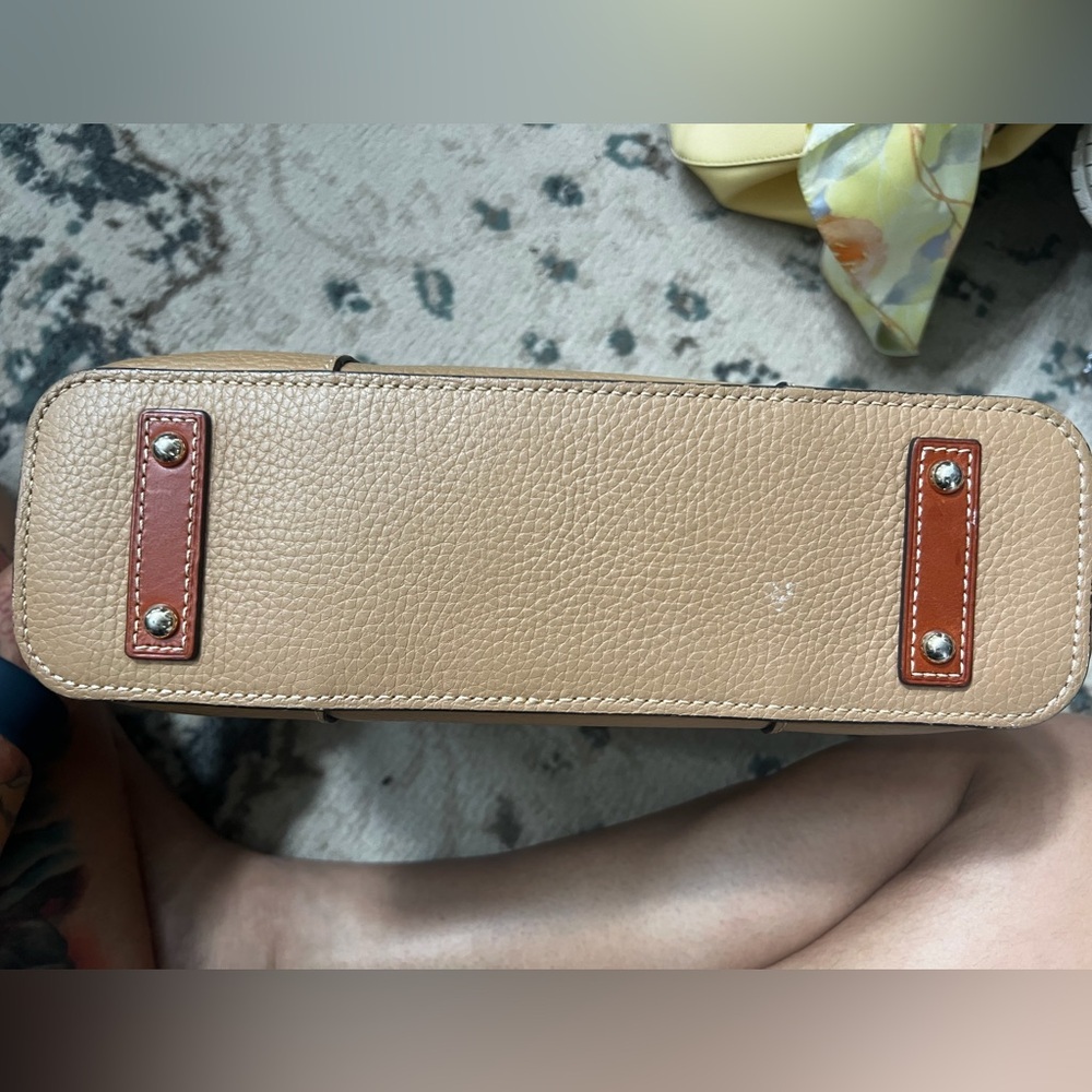 Dooney & Bourke Leather Tote Taupe and Brown - Picture 5 of 8